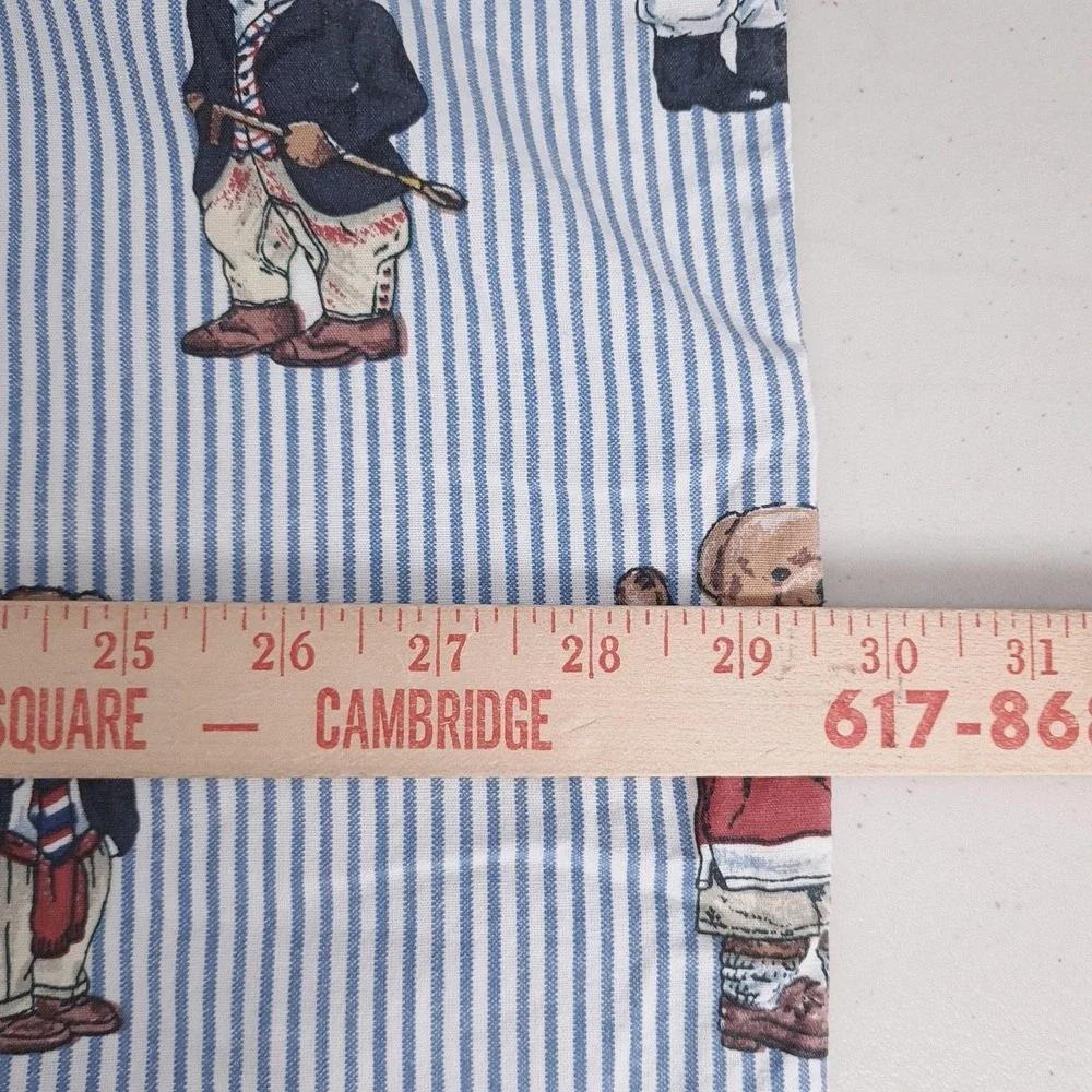 Ralph Lauren Polo Bear Pillowcase Flat Sheet 2 Piece Set Twin Blue Striped Rugby
